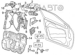 Front right door glass guide for a 13-16 Dodge Dart