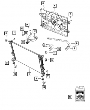 Diffuser radiator shroud assembly Chrysler 200 15-17