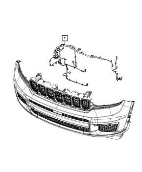 Jeep Grand Cherokee WL 22-24 PHEV front bumper wiring for radar, fog lights, and lower blinds