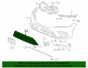 Lower front bumper grille, central, Honda Civic XI FE/FL 22-26 LX, SPORT, non-factory holes, scratches