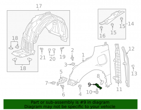 Left fender bracket Honda Clarity 18-21 usa lower