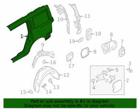 Quarter wing rear left Ford Flex 09-19