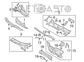 Windscreen wiper grille plastic left Mazda3 03-08