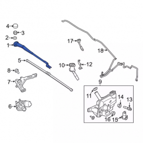 Left windshield wiper arm for Ford Focus mk3 11-18
