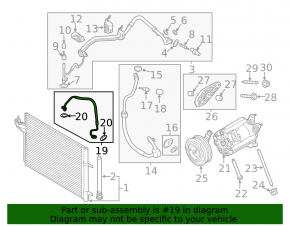 Air conditioning condenser-compressor hose for Ford Escape MK3 13-16 pre-rest 2.5