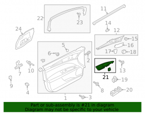 Front left window control trim for Ford Fusion mk5 13-20, gloss black, worn