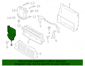 Left auxiliary radiator duct for Land Rover Range Rover Sport 2013-2017 pre-restyling, 3.0, 5.0