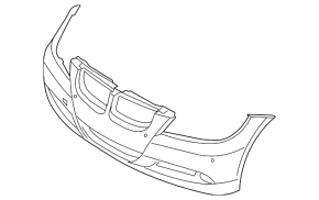 Bare front bumper BMW 3 E90 E92 07-12 Sedan, wagon, 2006-08, with headlamp washers, with headlamp washers