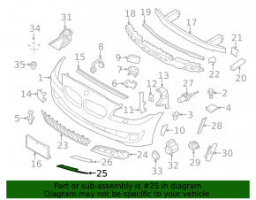 Front bumper grille trim, left, BMW 5 GT F07 10-17 Without M package, 2014-17, luxury