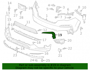 Left front bumper molding for Honda Pilot 2019-2022