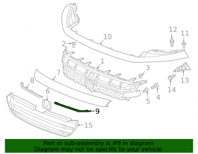 Left Honda Insight 19-22 chrome grill molding, chrome trim