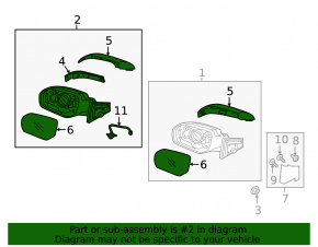 Left side mirror assembly for Hyundai Santa FE Sport 13-18, 8 pins, BSM, turn signal