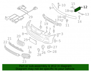 Right front bumper reinforcement fang BMW X3 F25 11-17