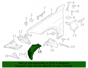 Front right fender liner, front part, BMW X6 F16 15-19