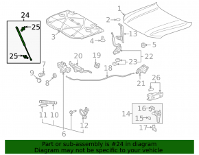 Left hood shock absorber for Toyota Land Cruiser 2008-2016 pre-restyling