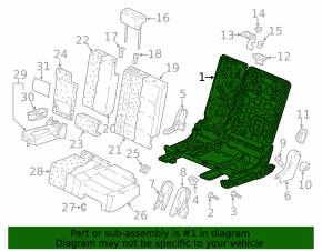 Rear left seat runner, 2nd row, left, VW Tiguan 18-24, mechanical, without frame