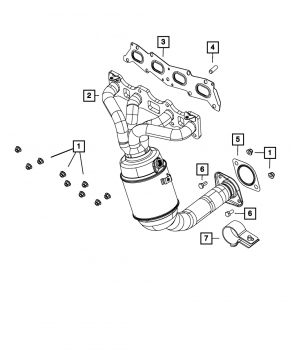 Exhaust manifold with catalytic converter for Fiat 500 12-17, rusty