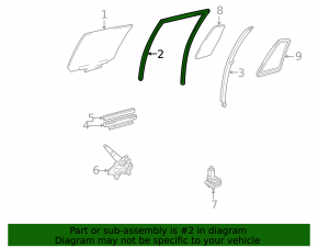 Rear left window seal for Toyota Highlander 2001-2007