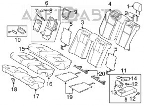 Rear seats, 2nd row, Toyota Avalon 13-15, gray leather