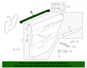 Glass seal inner rear left Honda Accord 18-22