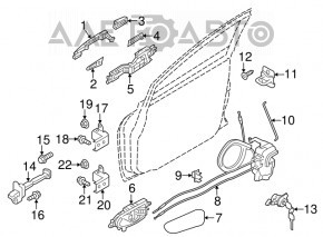 Door handle outer front left Nissan Leaf 18- chrome keyless