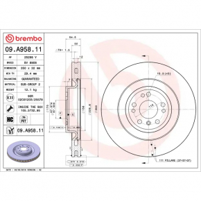 Front left brake disc Mercedes GLS-class X166 13-19 350/32mm