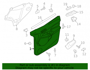 Door trim panel front right Ford Transit Connect MK2 13-18 black