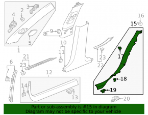 Cadillac CTS 14-19 black inner rear left door sill plate