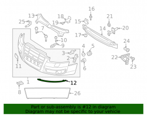 Front bumper grille molding left Audi A6 06-08 chrome
