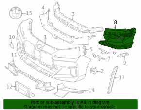 Right front bumper frame mount for BMW 7 G70 23-26 M sport