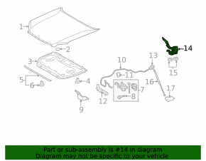 Left hood hinge for Lexus GX460 14-23 rest.