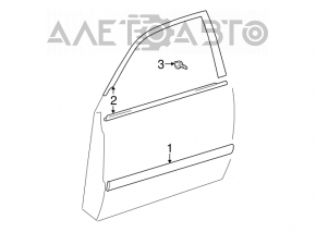 Door molding, center rear left, Toyota Highlander 2001-2007