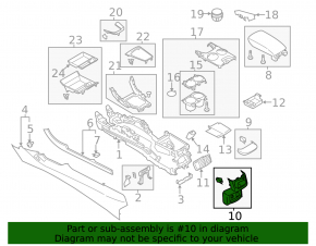 Rear center console trim Ford Fusion mk5 13-16 beige, under air ducts, under socket, broken fastener