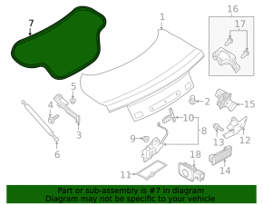 Ford Mustang mk6 15-coupe trunk lid seal