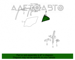 Mercedes W211 green rear left triangle door glass with seal