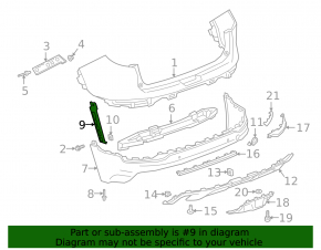 Rear bumper mount left GMC Terrain 18-21