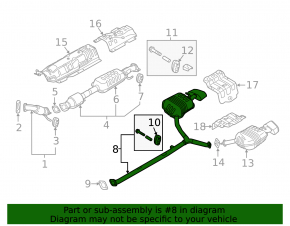 Rear muffler with right barrel Hyundai Sonata 15-17 2.4 Sport