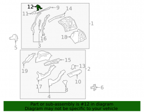 Bracket for the outer panel of the right rear fender apron Lexus UX200 UX250h 19-25