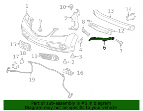 Left front bumper mount under headlight for Acura RDX 13-18