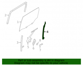 Rear left door glass guide Nissan Versa Note 13-17 rear