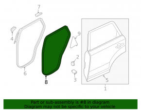 Rear left door seal for Kia Sorento 10-15