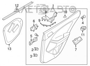 Kia Optima 11-16 rear right door panel, beige fabric