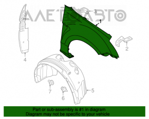 Front right wing Ford Focus 08-10 usa, silver tip