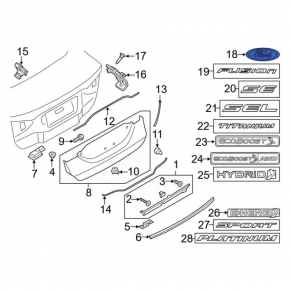 Emblem inscription HYBRID trunk lid Ford Fusion mk5 13-18
