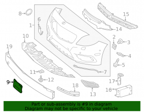 Platform for the number of the front bumper Mercedes CLA 14-16