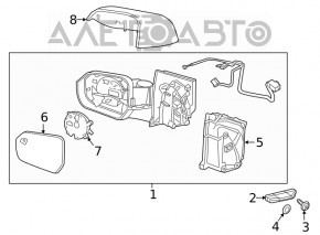 Right side mirror assembly for Chevrolet Volt 16-19, 6 pins, BSM, heated, black, scratches