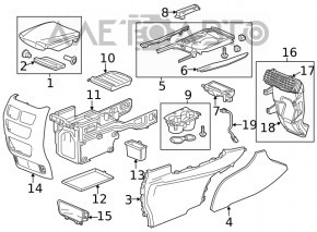 Acura MDX 14-20 black center console trim panel, illuminated