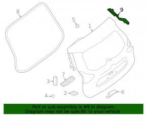 Left tailgate hinge Nissan Rogue 14-20