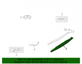 Lower trunk door molding for the Infiniti QX50 19-25
