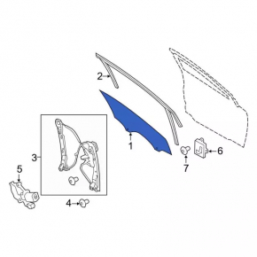 Front right door glass Ford Focus mk3 11-18